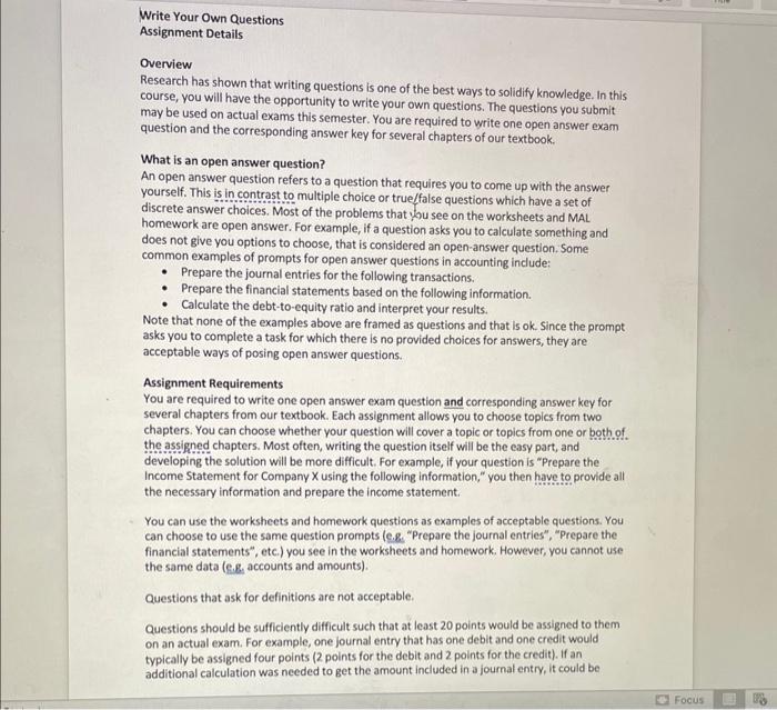 Overview Research has shown that writing questions is | Chegg.com