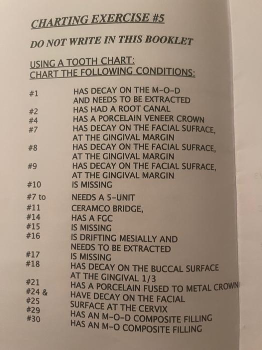 Solved CHARTING EXERCISE \#5 DO NOT WRITE IN THIS BOOKLET | Chegg.com