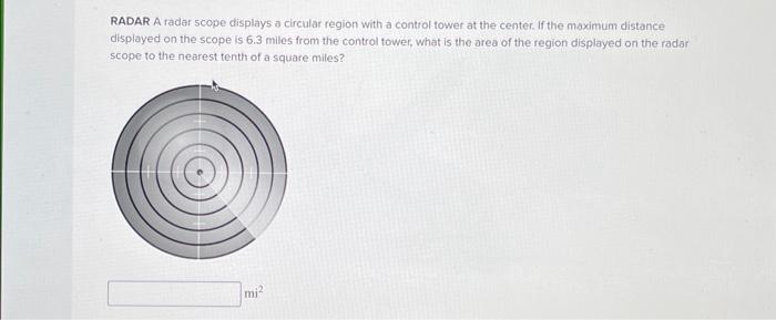 Solved RADAR A radar scope displays a circular region with a | Chegg.com