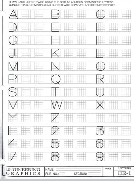 Solved DRAW EACH LETTER TWICE USING THE GRID AS AN AID IN | Chegg.com