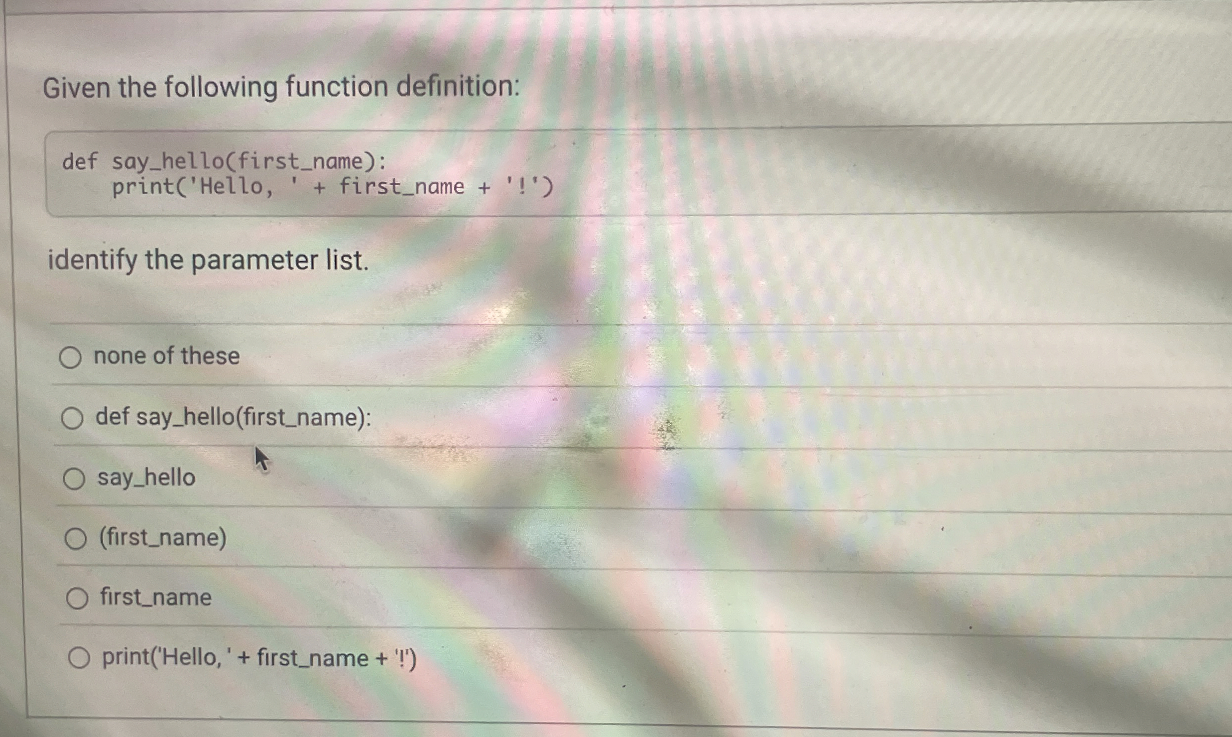 Solved Given the following function definition:def | Chegg.com