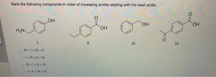 Solved Rank the following compounds in order of increasing | Chegg.com