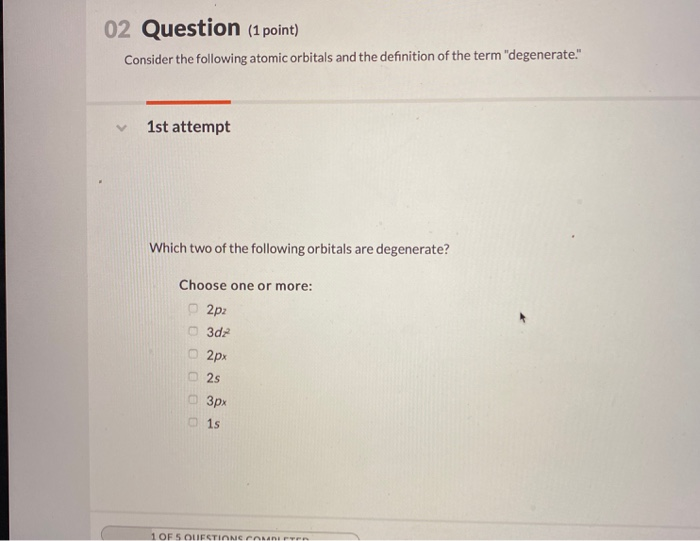 Solved 02 Question (1 Point) Consider The Following Atomi