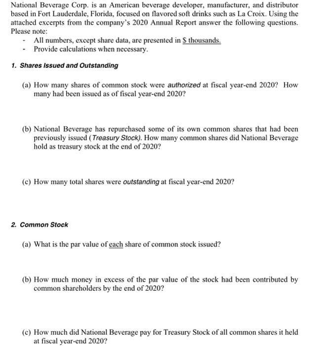 Solved National Beverage Corp. is an American beverage