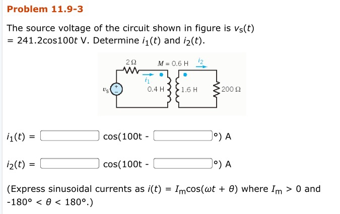 Solved Problem 11.9-3 The source voltage of the circuit | Chegg.com