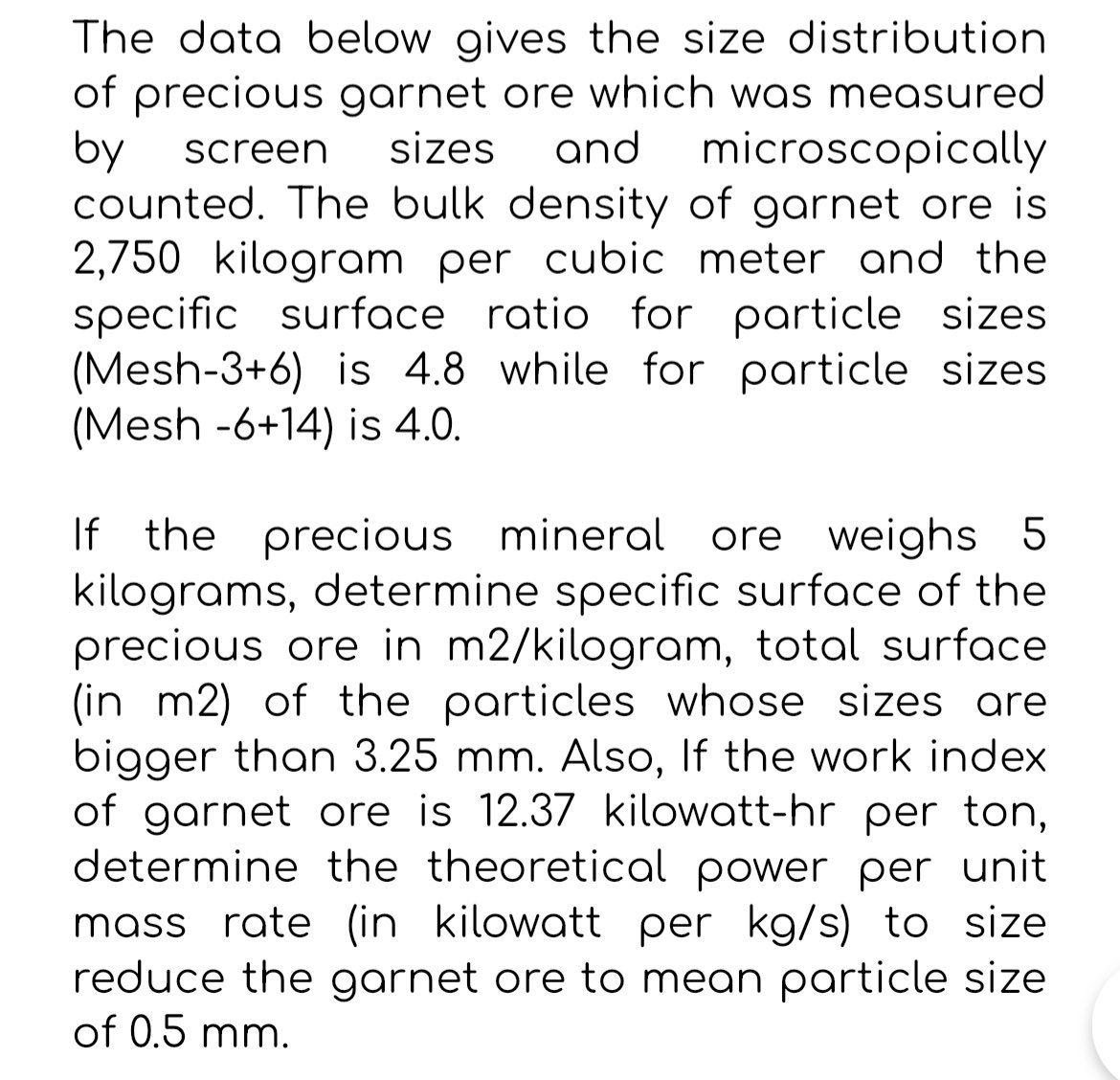 What is the online density of garnet