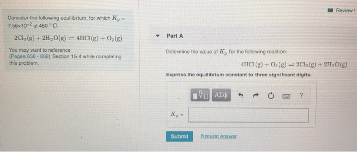 Solved Review Part A Consider the following equilibrium, for | Chegg.com