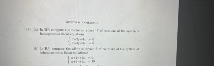 Solved MELVYN B. NATHANSON (4) (a) In R³, Compute The Vector | Chegg.com