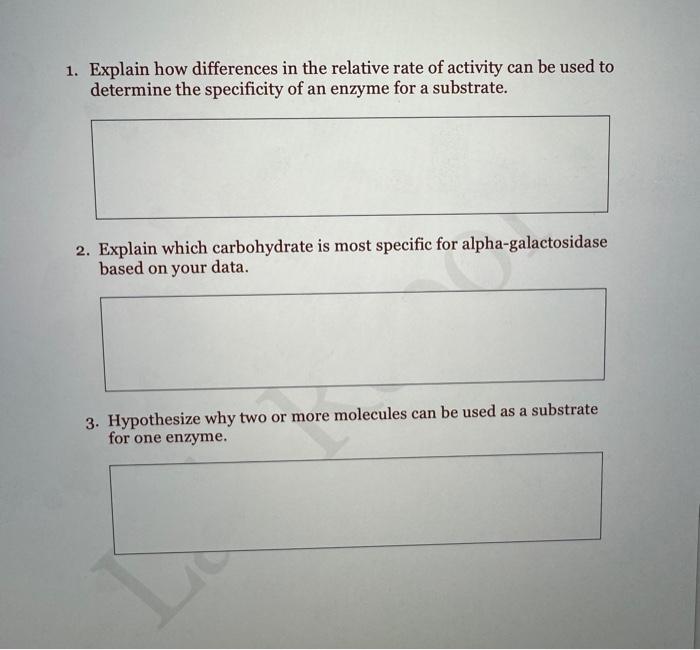 Solved Enzyme Lab Answer the following questions