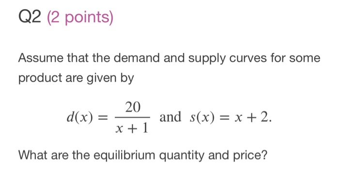 Solved Q2 (2 points) Assume that the demand and supply | Chegg.com