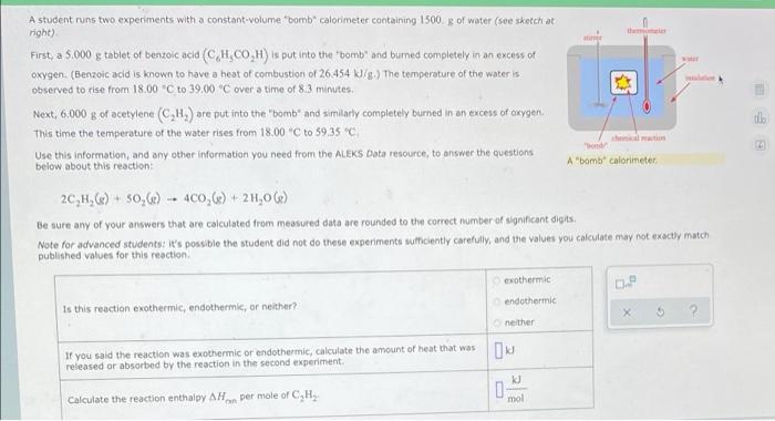 solved-a-student-runs-two-experiments-with-a-constant-volume-chegg