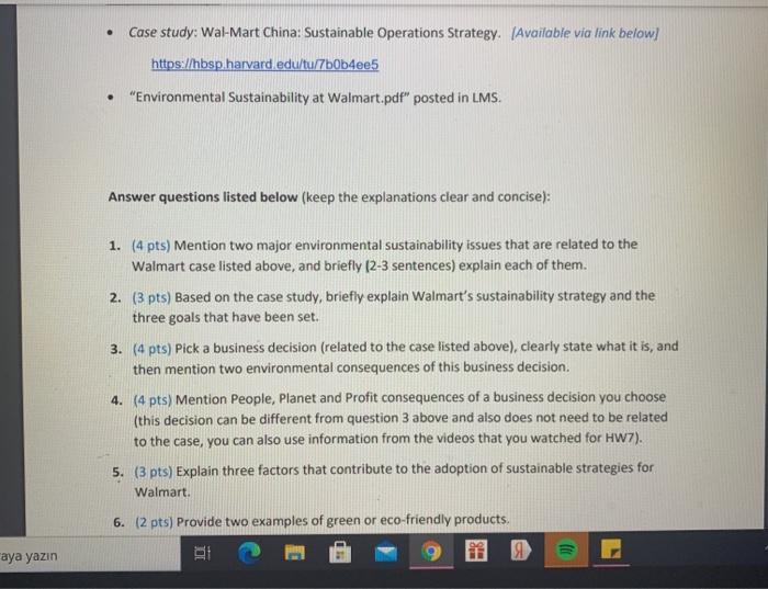Case Study Wal Mart China Sustainable Operations Chegg 