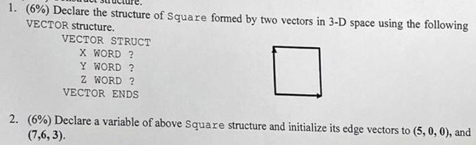 Solved 1. (6%) Declare the structure of square formed by two | Chegg.com