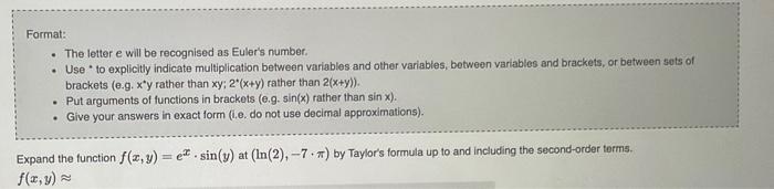 Solved Format: - The letter e will be recognised as Euler's | Chegg.com