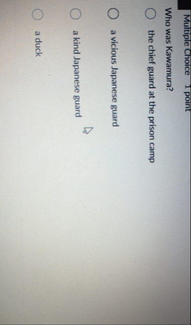 Solved Multiple Choice1 pointWho was Kawamura?\geoquad the | Chegg.com