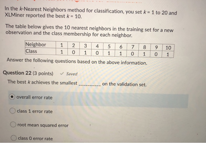 Solved In The K-Nearest Neighbors Method For Classification, | Chegg.com