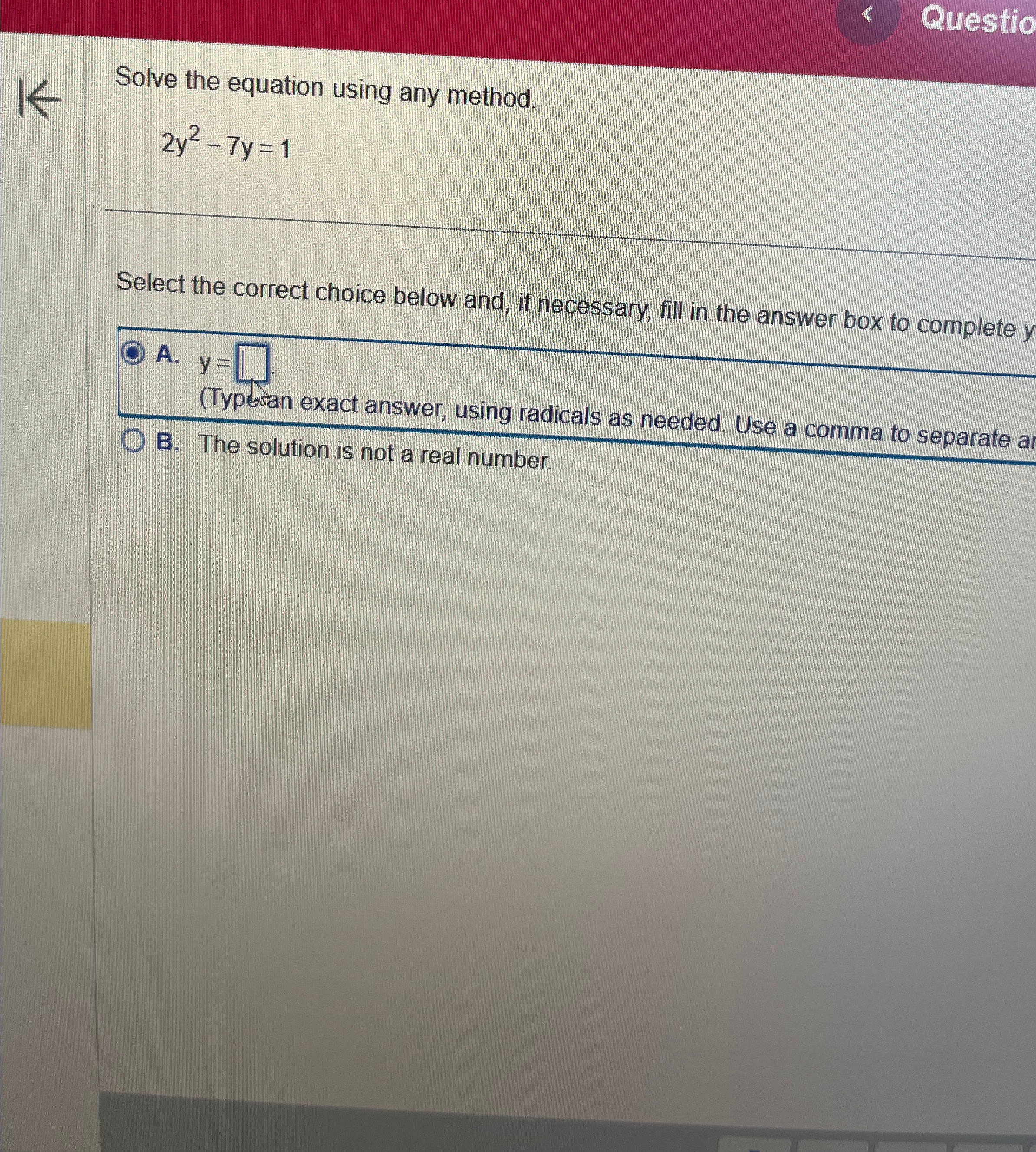 Solved QuestioSolve the equation using any | Chegg.com