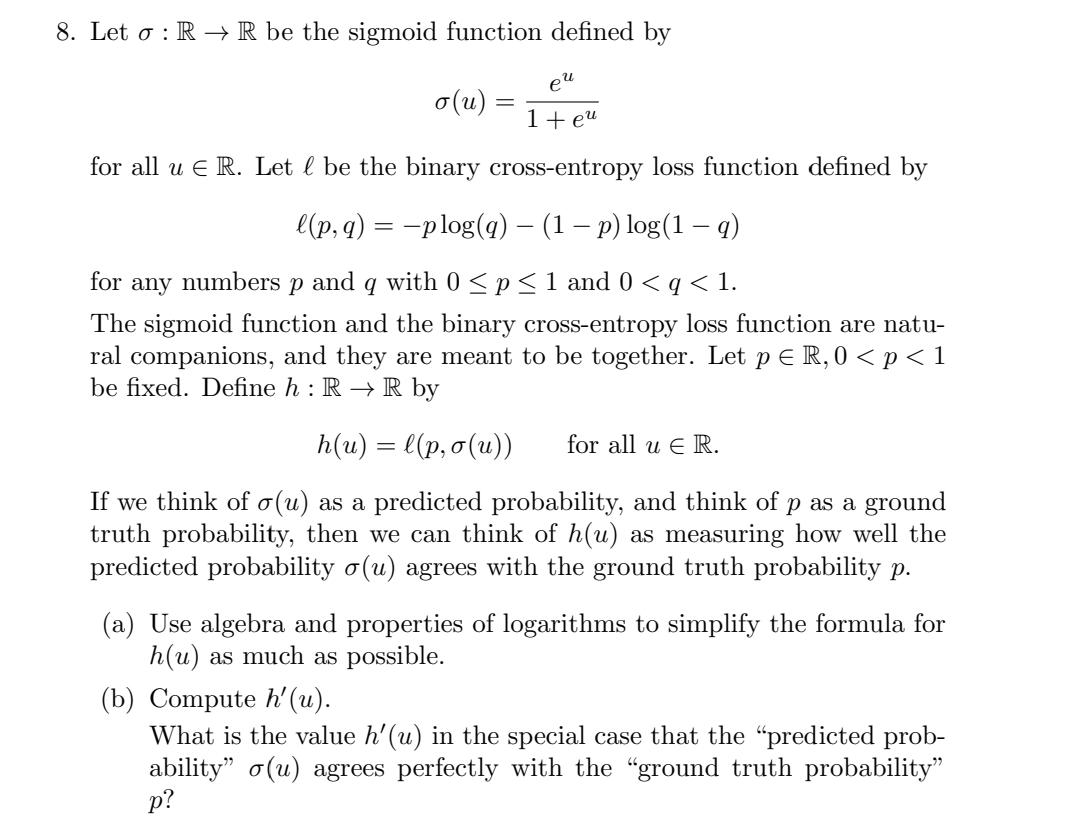 Sigma R Equation Let σ:R→R be the sigmoid function defined | Chegg.com