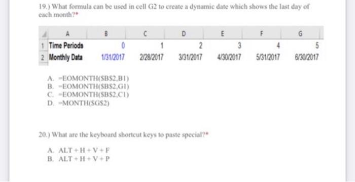 Solved 19 What Formula Can Be Used In Cell G2 To Create A Chegg