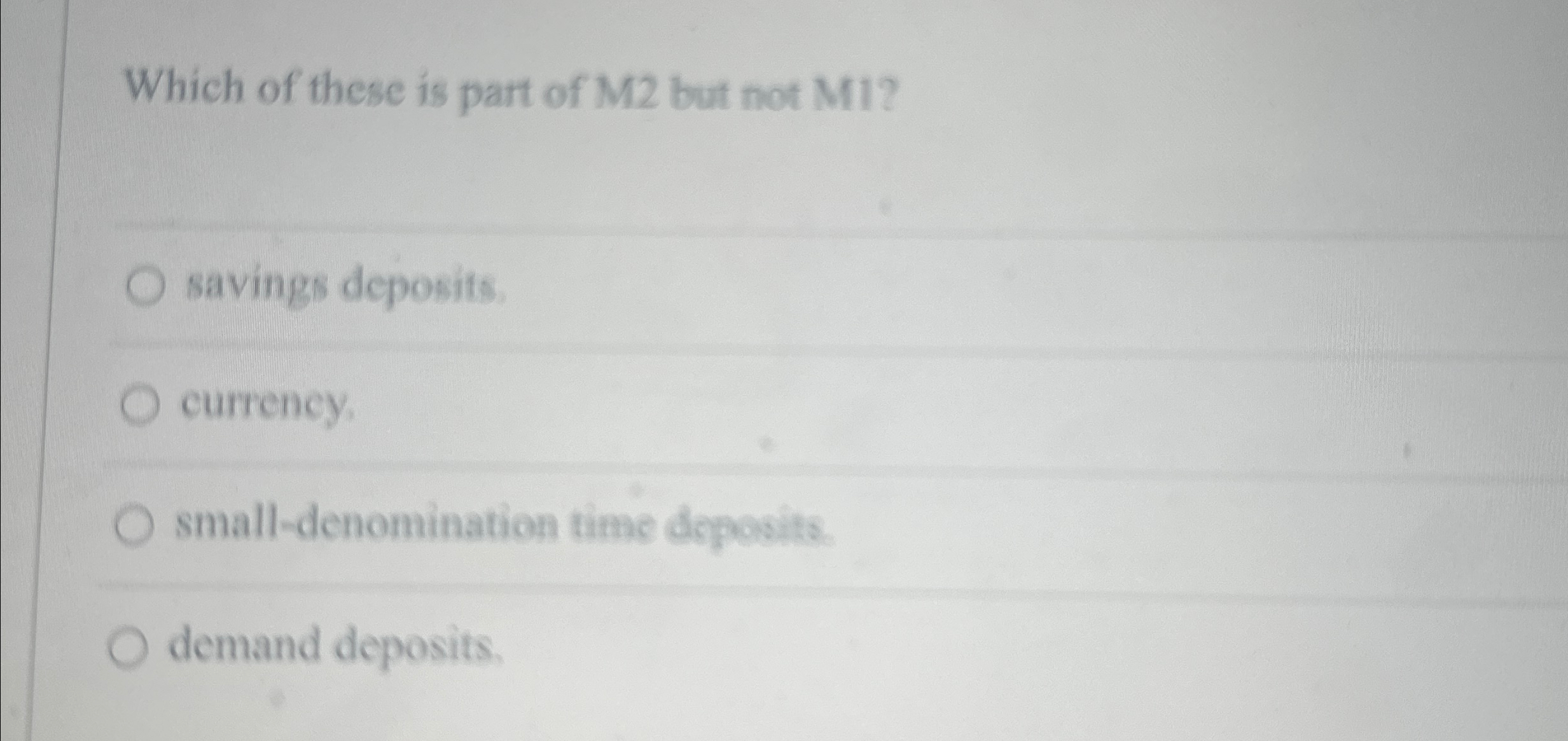 Solved Which of these is part of M2 ﻿but not M1?savings
