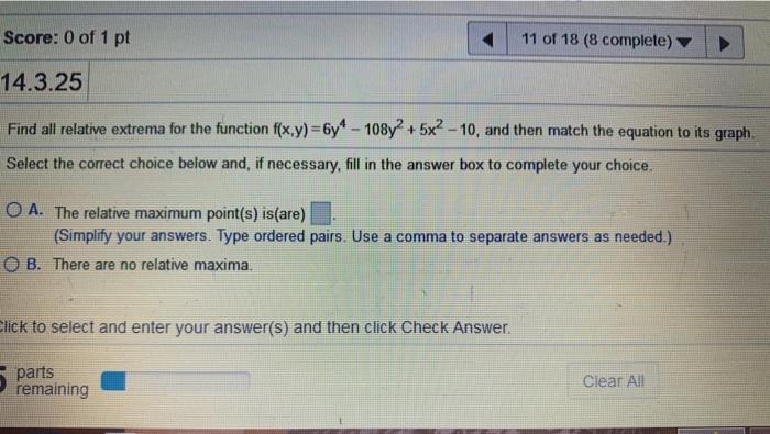 Solved Score: 0 of 1 pt 11 of 18 (8 complete) 14.3.25 Find | Chegg.com