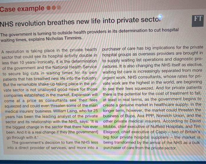 Case example FT NHS revolution breathes new life into | Chegg.com