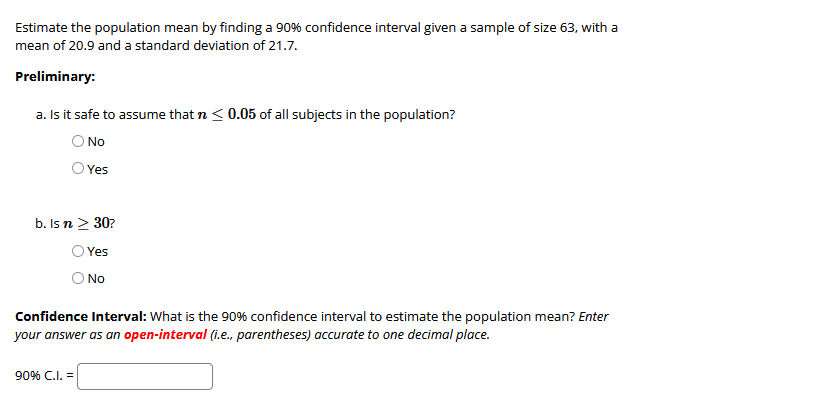 Estimate the population mean by finding a \( 90 \% \) | Chegg.com