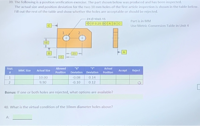 Solved 39. The following is a position verification | Chegg.com