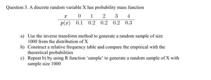 Solved Question 3. A discrete random variable X has | Chegg.com