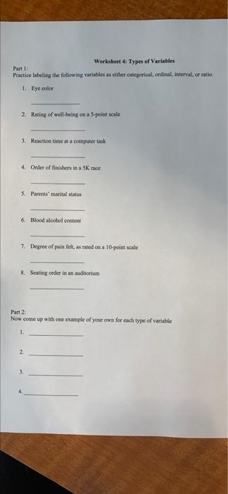 Solved Worksheet 4 Types of Variables Part 1: Practice | Chegg.com