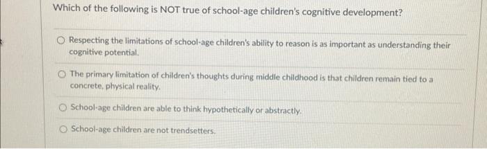 School age cognitive online development