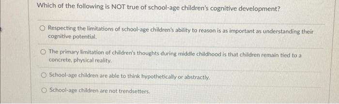 School age cognitive online development