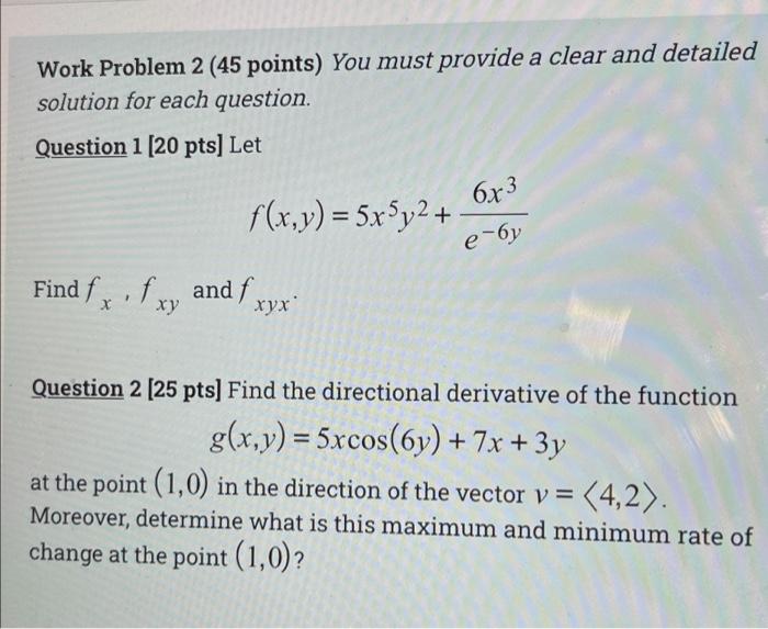 Solved Work Problem 1 (15 points): Let z = 7xy + 3y, дz as | Chegg.com