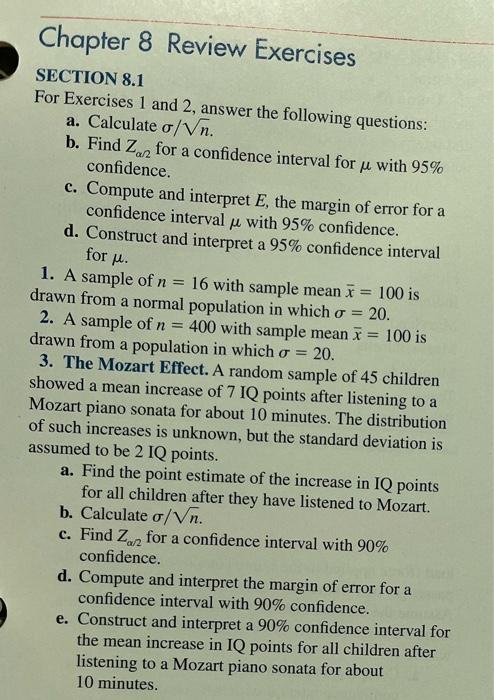 Solved Chapter 8 Review Exercises SECTION 8.1 For Exercises | Chegg.com