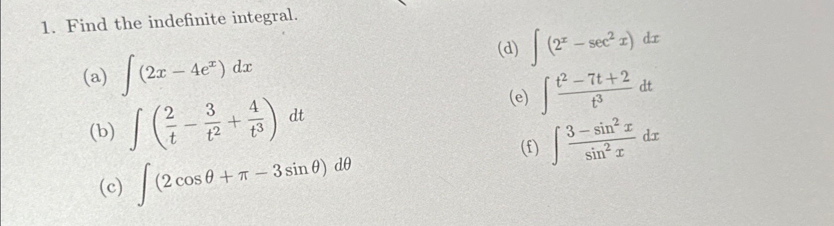 Solved Please solve all 6 ﻿parts of question 1 ﻿Find the | Chegg.com