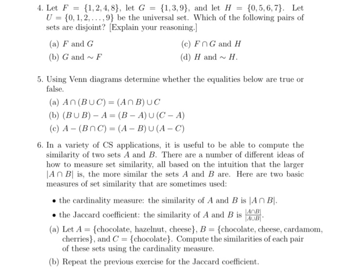 Solved 4. Let F = {1,2,4,8}, let G = {1,3,9}, and let H = | Chegg.com