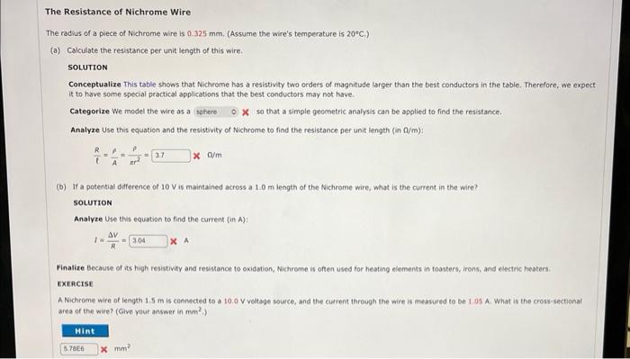 Solved The radius of a piece of Nichrome wire is 0.325 mm, | Chegg.com