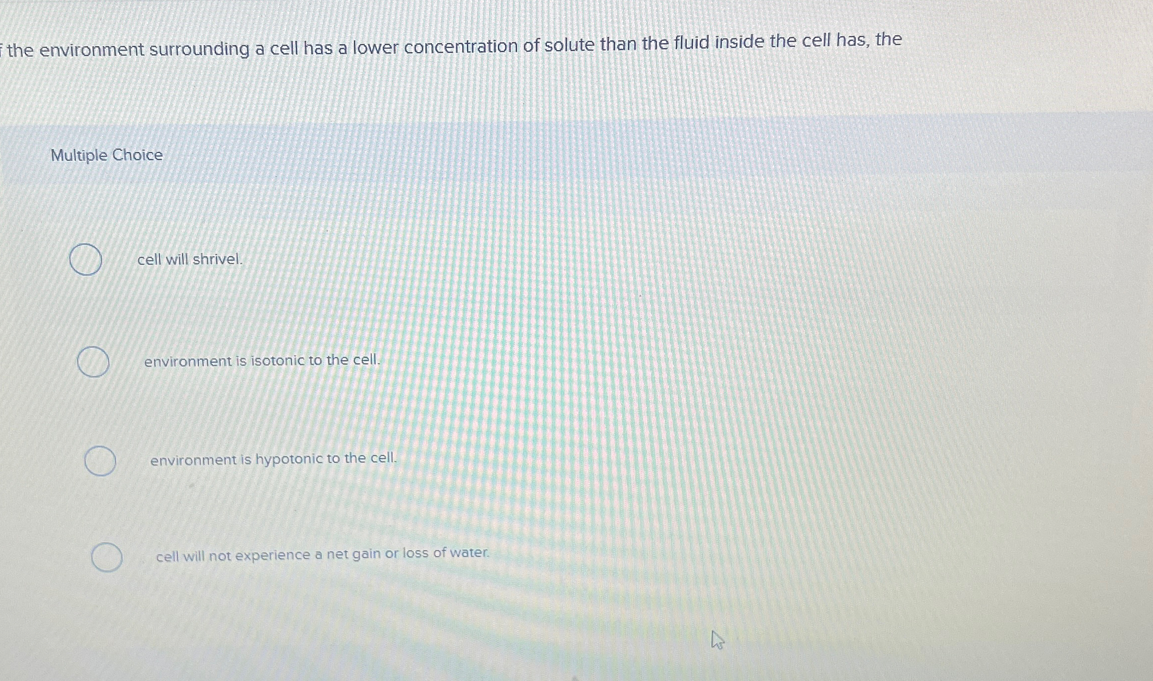 Solved the environment surrounding a cell has a lower | Chegg.com