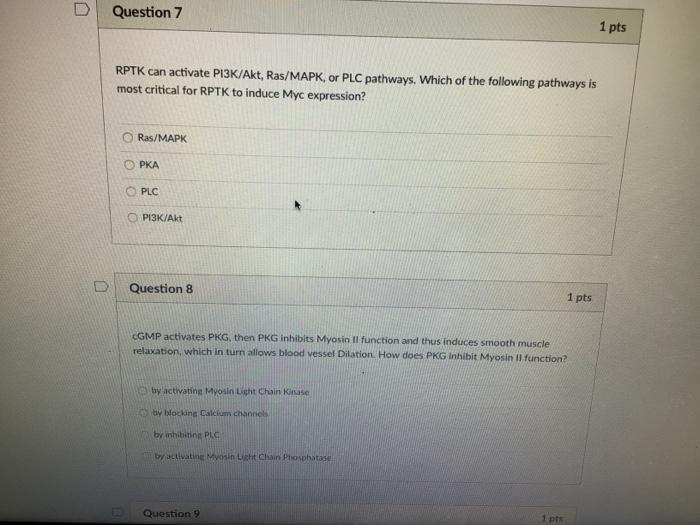 Question 7 1 pts RPTK can activate PI3K/Akt, | Chegg.com