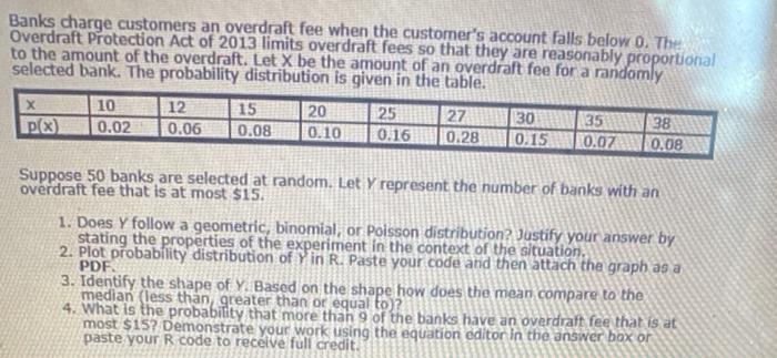 Solved Banks Charge Customers An Overdraft Fee When The Chegg