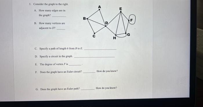 Solved 1. Consider the graph to the right A. How many edges | Chegg.com