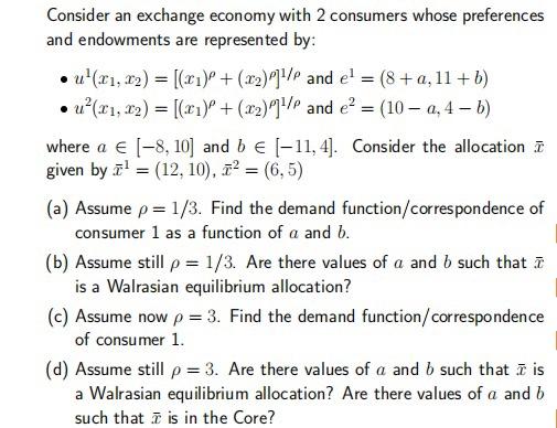 Solved Consider An Exchange Economy With 2 Consumers Whose | Chegg.com