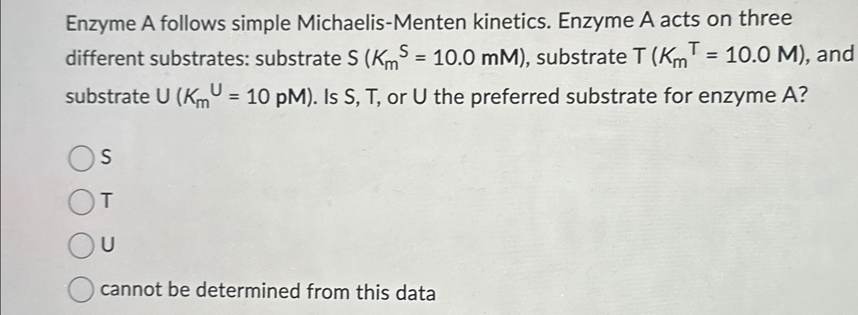 Solved Enzyme A follows simple Michaelis-Menten kinetics. | Chegg.com