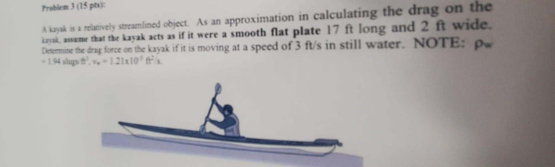 Solved Problem 3 (15 pess A kayak is a relatively | Chegg.com
