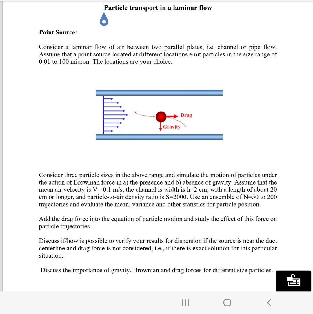 Solved Particle transport in a laminar flow Point Source: | Chegg.com