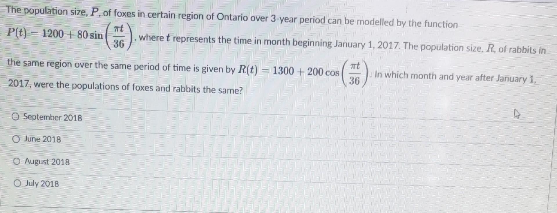 Solved The population size, P, of foxes in certain region of | Chegg.com