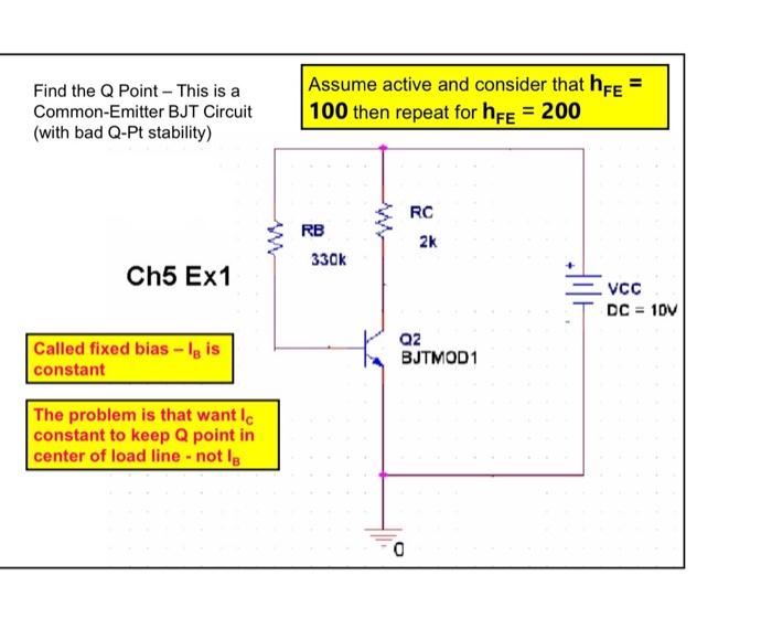 Solved Find the Q Point - This is a Common-Emitter BJT | Chegg.com