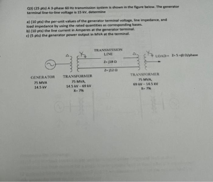 Solved 03) (25 pts) A 3-phase 60 Hz transmission system is | Chegg.com
