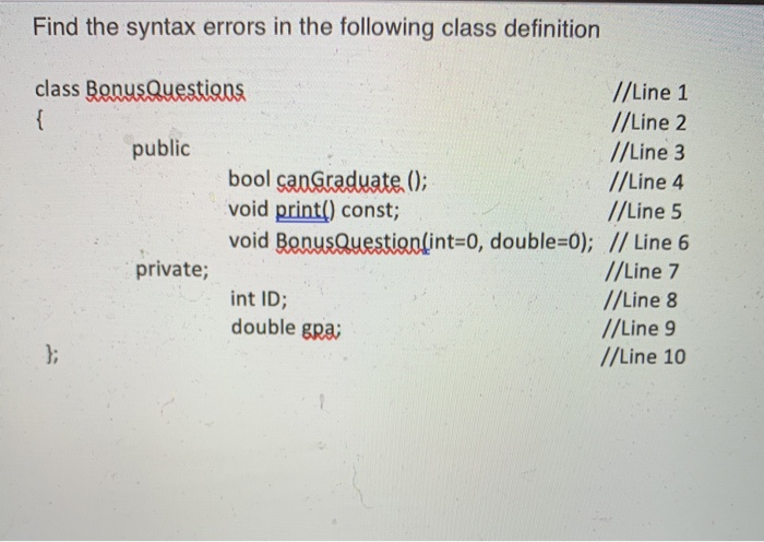 Solved Find The Syntax Errors In The Following Class | Chegg.com