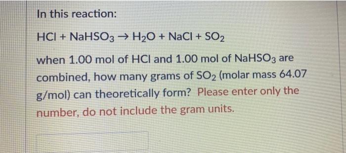 Phản ứng hóa học giữa HCl và NaHSO<sub onerror=